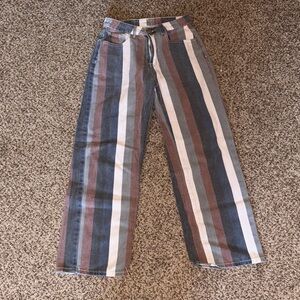 Striped Wide-Leg Jeans